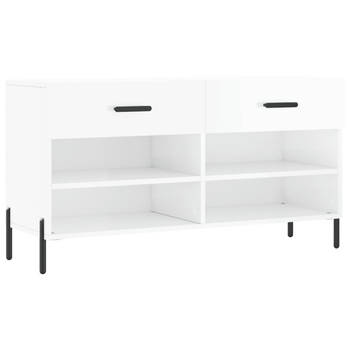 The Living Store Schoenenbank - Trendy - Opbergen - 102 x 35 x 55 cm - Hoogglans wit