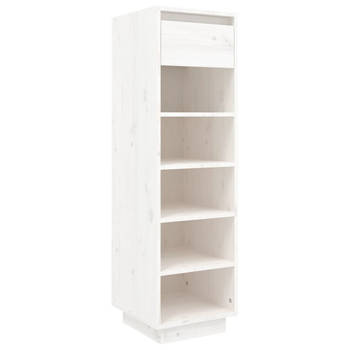 The Living Store Schoenenkast Zweefpoten - Wit - 34 x 30 x 105 cm - Massief grenenhout