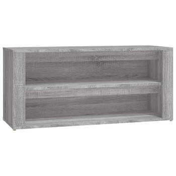 The Living Store Schoenenrek - Grijs Sonoma Eiken - 100 x 35 x 45 cm - Stevig Materiaal