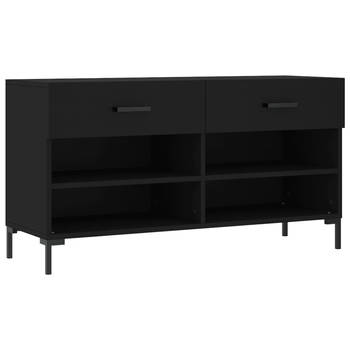 The Living Store Schoenenbank - hout en ijzer - 102x35x55cm - zwart