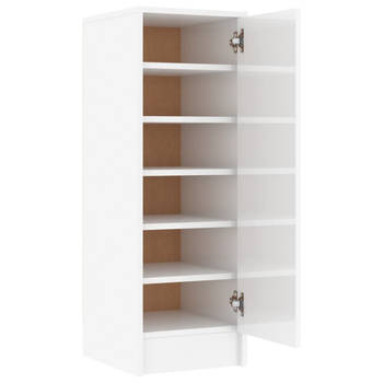 The Living Store Schoenenkast Hoogglans Wit 32x35x92 cm - Duurzaam en Stevig - Met 6 planken