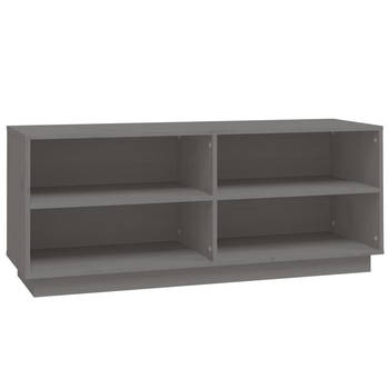 The Living Store Schoenenkast Houten - 110 x 34 x 45 cm - Grijs - Massief Grenenhout