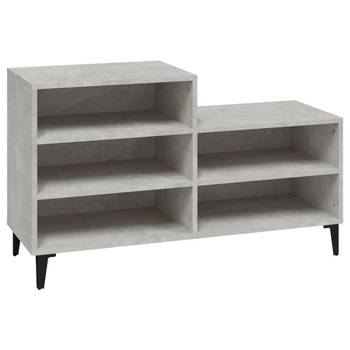 The Living Store Schoenenrek - Bewerkt hout - 102 x 36 x 60 cm - Betongrijs