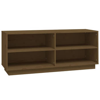 The Living Store Schoenenkast Grenenhout - 110 x 34 x 45 cm - Honingbruin