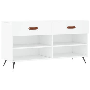 The Living Store Schoenenbank - Hout en Ijzer - 102 x 35 x 55 cm - Wit