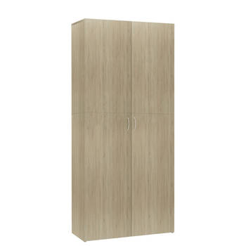 The Living Store Schoenenkast - Sonoma eiken - 80 x 35.5 x 180 cm - 6 schappen - 2 deuren