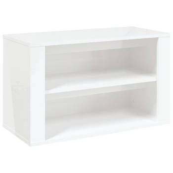 The Living Store Schoenenrek Bewerkt Hout - 75 x 35 x 45 cm - Hoogglans Wit