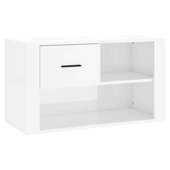 The Living Store Schoenenkast - Hoogglans wit - 80 x 35 x 45 cm - Stevig materiaal