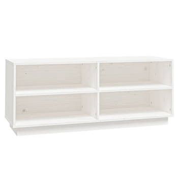 The Living Store houten schoenenkast - wit - 110 x 34 x 45 cm - massief grenenhout