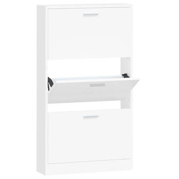 The Living Store Schoenenkast - Modern en trendy - Schoenenrek met 3 lades - 59 x 17 x 108 cm (Wit)