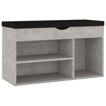 The Living Store Schoenenbank - Betongrijs - 80 x 30 x 47 cm - Handige opberger