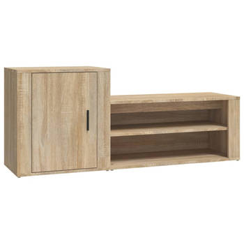 The Living Store Schoenenkast - Sonoma Eiken - 130 x 35 x 54 cm - Stevig hout - Voldoende opbergruimte