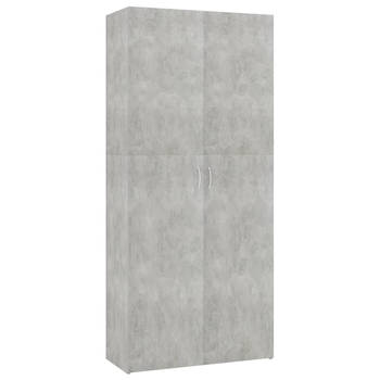 The Living Store Schoenenkast - Betongrijs - 80 x 35.5 x 180 cm - Met 2 deuren en 6 schappen