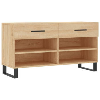 The Living Store Schoenenbank - Sonoma Eiken - 102 x 35 x 55 cm - Duurzaam hout - 2 lades - Industriële stijl