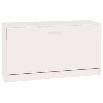 The Living Store Schoenenbank - Hoge Kwaliteit Bewerkt Hout - 80 x 24 x 45 cm - Hoogglans Wit