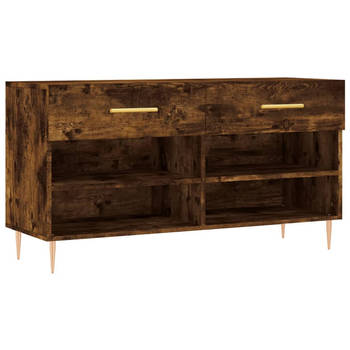 The Living Store Schoenenbank - Gerookt Eiken - 102x35x55 cm - Veel opbergruimte