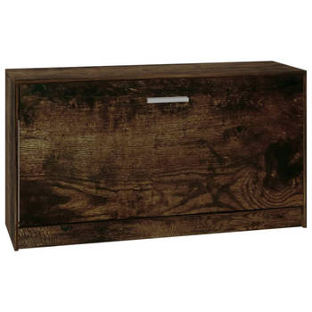 The Living Store Schoenenbank - Gerookt eiken - 80 x 24 x 45 cm - Duurzaam hout en aluminium