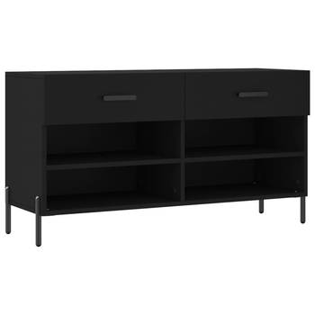 The Living Store Schoenenbank - Hout en IJzer - 102 x 35 x 55 cm - Zwart