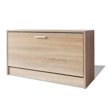 The Living Store Schoenenkast Eiken - 80 x 24 x 45 cm - Opbergruimte voor 5-6 paar schoenen