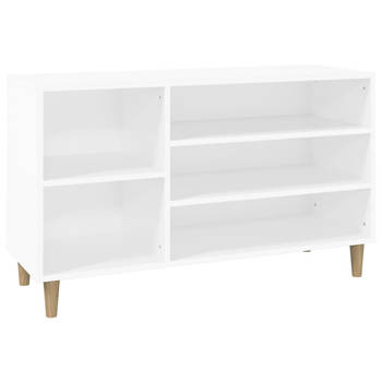 The Living Store Schoenenkast - Wit - 102 x 36 x 60 cm - Bewerkt hout en massief eucalyptushout