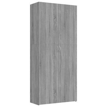 The Living Store Schoenenkast - Grijs Sonoma Eiken - 80 x 35.5 x 180 cm - Stevig materiaal