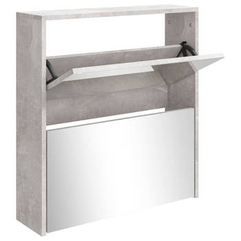 The Living Store Schoenenkast - Betongrijs - 63 x 17 x 67 cm - 2 lades