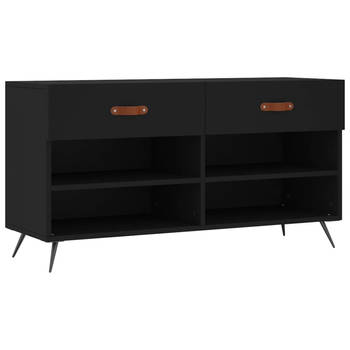 The Living Store Schoenenbank - Hout en IJzer - 102 x 35 x 55 cm - Zwart