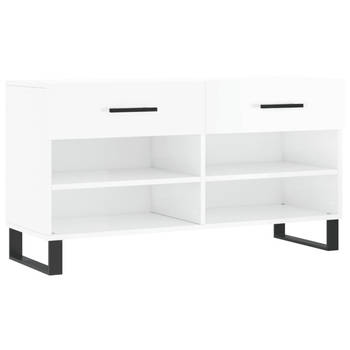 The Living Store Schoenenbank Opbergruimte - 102 x 35 x 55 cm - Hoogglans Wit