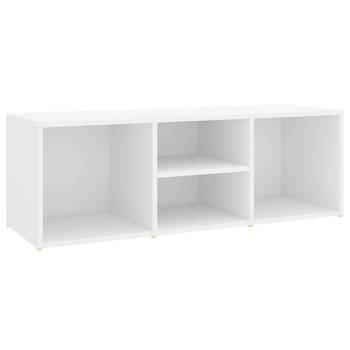 The Living Store Schoenenbank - wit - 105 x 35 x 35 cm - bewerkt hout