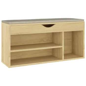 The Living Store Schoenenbank Sonoma Eiken - 104 x 30 x 49 cm - Met Kussen