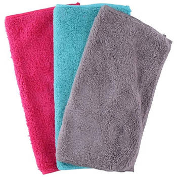 Lifetime Clean stofdoeken 3 stuks 29x29cm roze/blauw/grijs