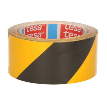Tesa aanduidingtape donkergeel met zwart 6 cm x 66 mtr - Tape (klussen)
