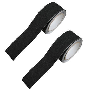 2x stuks antislip strip / sticker op rol zwart 50 mm x 5 meter - Tape (klussen)
