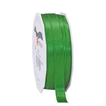 1x Luxe groene satijnen lint rollen 1 cm x 25 meter cadeaulint verpakkingsmateriaal - Cadeaulinten