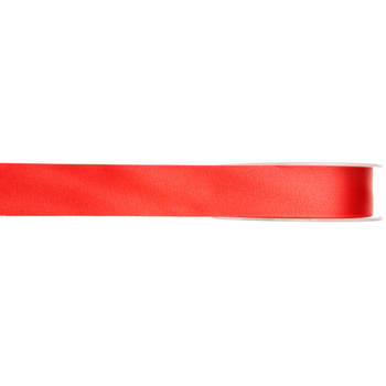 1x Rode satijnlint rollen 1 cm x 25 meter cadeaulint verpakkingsmateriaal - Cadeaulinten