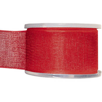 1x Rode organzalint rollen 4 cm x 20 meter cadeaulint verpakkingsmateriaal - Cadeaulinten