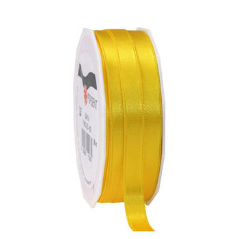 1x Luxe gele satijnen lint rollen 1 cm x 25 meter cadeaulint verpakkingsmateriaal - Cadeaulinten