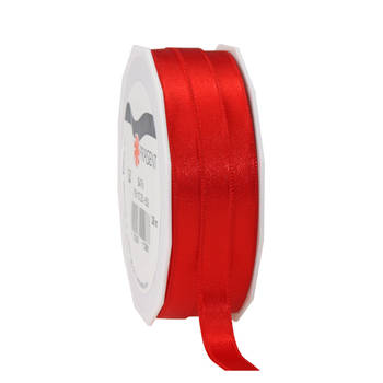 1x Luxe rode satijnen lint rollen 1 cm x 25 meter cadeaulint verpakkingsmateriaal - Cadeaulinten
