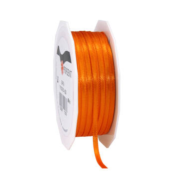 1x Luxe oranje satijnen lint rollen 0,3 cm x 50 meter cadeaulint verpakkingsmateriaal - Cadeaulinten