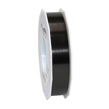 1x Luxe zwarte kunststof lint rollen 2,5 cm x 91 meter cadeaulint verpakkingsmateriaal - Cadeaulinten