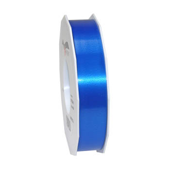 1x Luxe blauwe kunststof lint rollen 2,5 cm x 91 meter cadeaulint verpakkingsmateriaal - Cadeaulinten