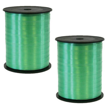 2x rollen cadeaulint/sierlint in de kleur groen 5 mm x 500 meter - Cadeaulinten