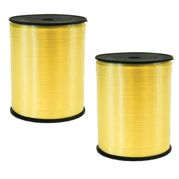 2x rollen cadeaulint/sierlint in de kleur geel 5 mm x 500 meter - Cadeaulinten