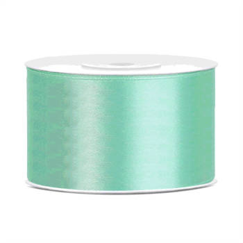 1x Mint groene satijnlint rollen 3,8 cm x 25 meter cadeaulint verpakkingsmateriaal - Cadeaulinten