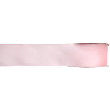 1x Roze satijnlint rollen 1,5 cm x 25 meter cadeaulint verpakkingsmateriaal - Cadeaulinten