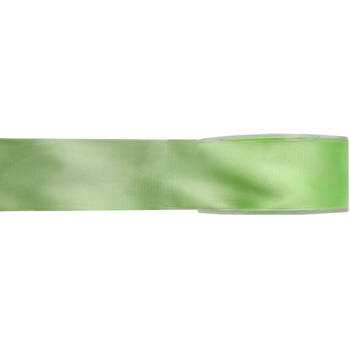 1x Groene satijnlint rollen 1,5 cm x 25 meter cadeaulint verpakkingsmateriaal - Cadeaulinten