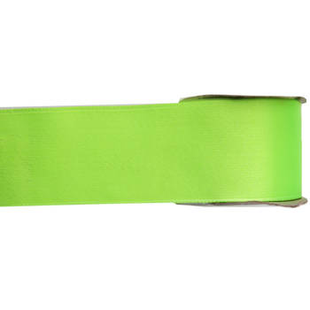 1x Lime groene satijnlint rollen 2,5 cm x 25 meter cadeaulint verpakkingsmateriaal - Cadeaulinten