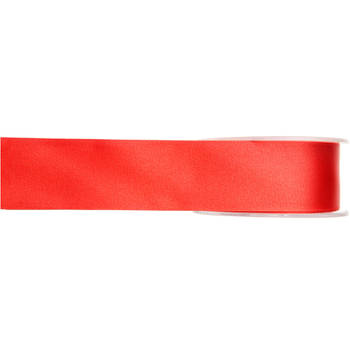 1x Rode satijnlint rollen 1,5 cm x 25 meter cadeaulint verpakkingsmateriaal - Cadeaulinten