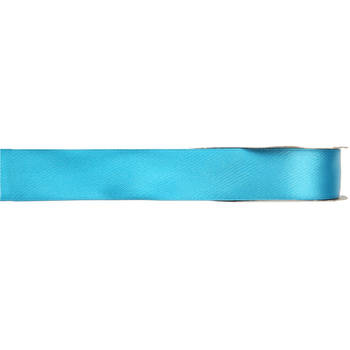 1x Turquoise satijnlint rollen 1 cm x 25 meter cadeaulint verpakkingsmateriaal - Cadeaulinten