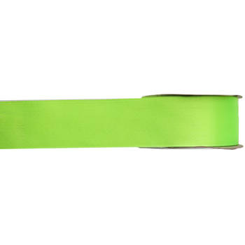 1x Lime groen satijnlint rollen 1,5 cm x 25 meter cadeaulint verpakkingsmateriaal - Cadeaulinten